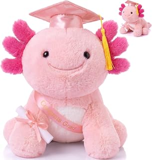 HyDren 2027 Graduation Gifts Plush Axolotl with Cap 10 Inch, Pink