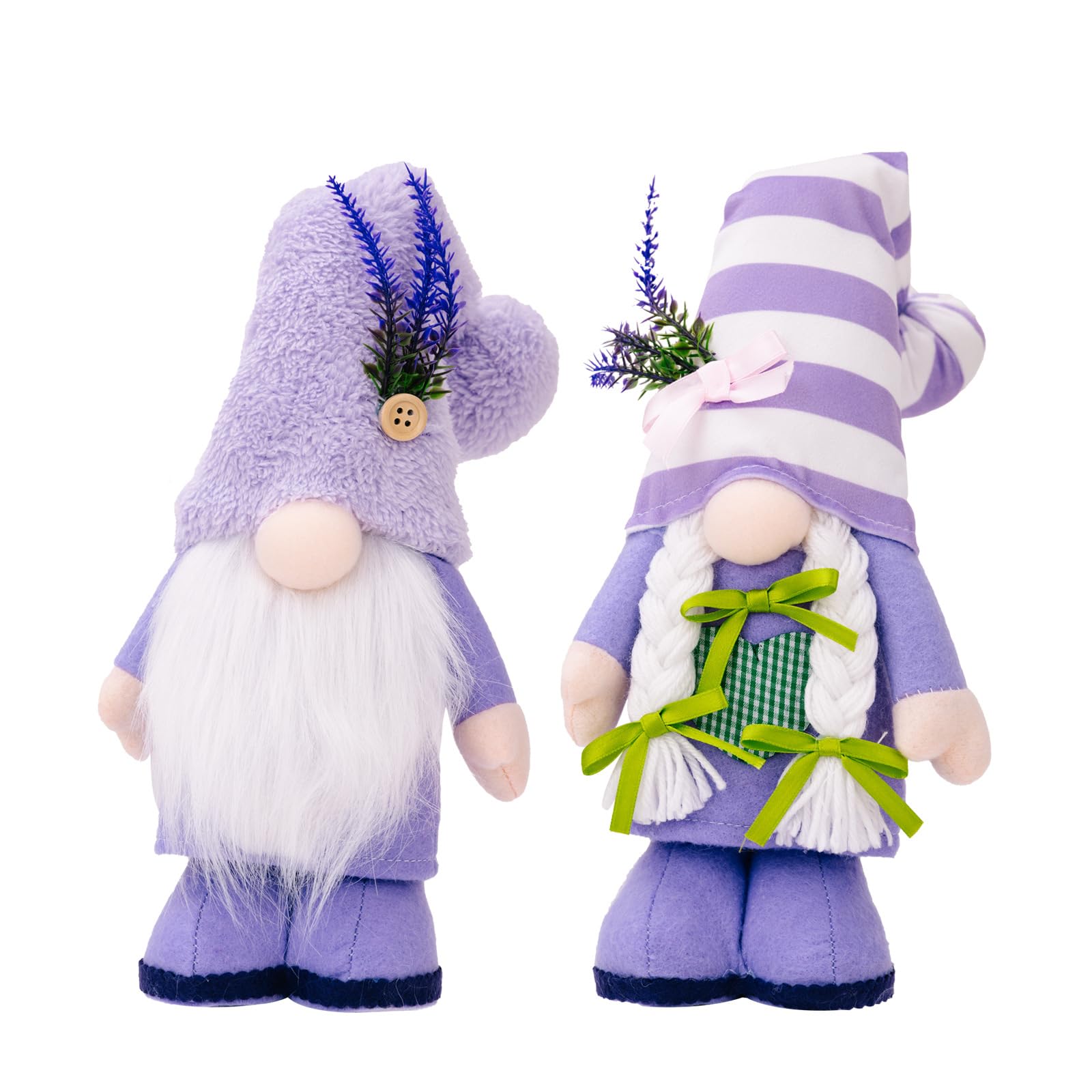 Spring Plush Gnomes Decor 2 Pack 15'' H Purple Lavender Summer Gnomes Plush Home Tabletop Decor Ornaments, Multi-use Gift for Mom, Grandny Women Decoration for Home Kitchen Tiered Tray Spring Gift