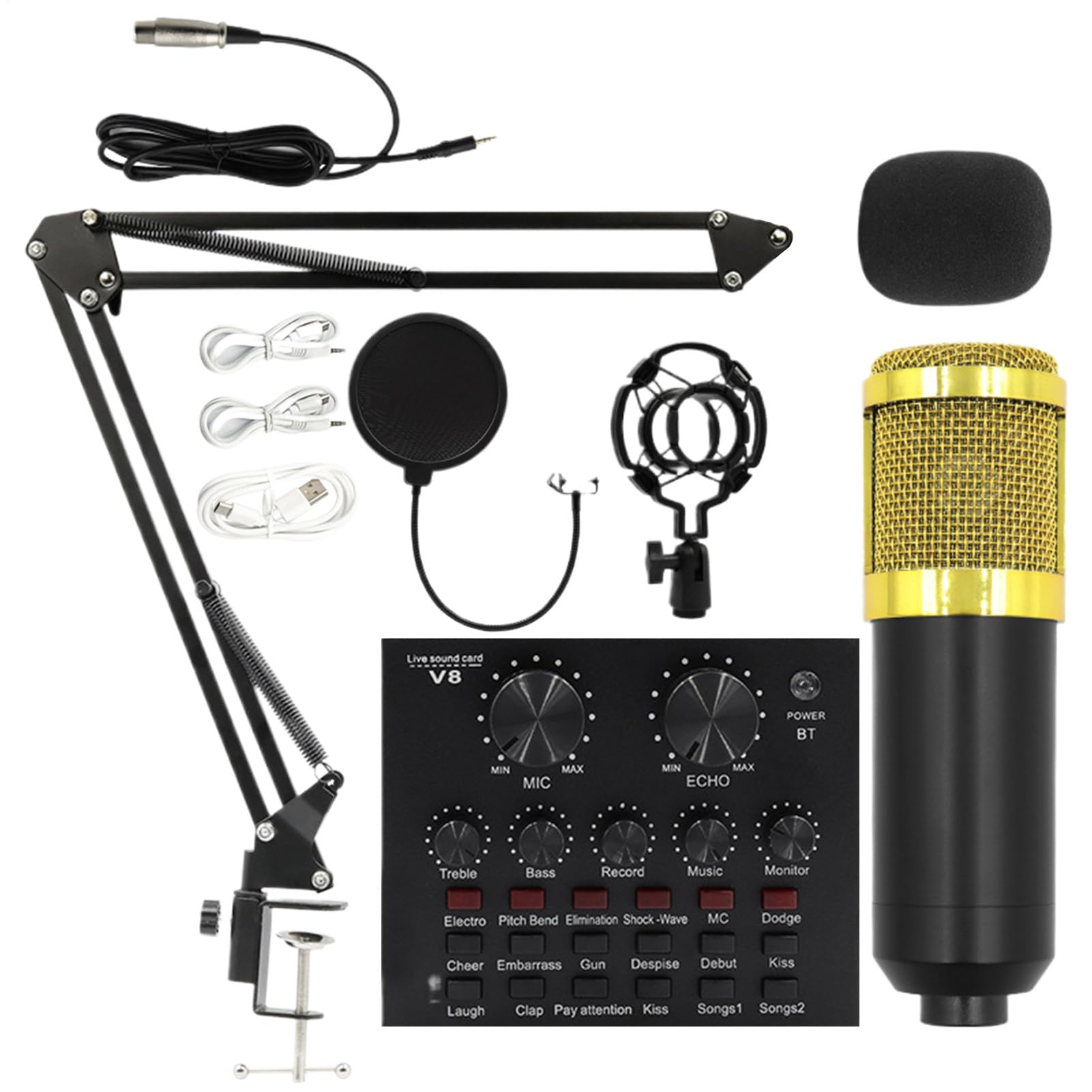 Attrezzatura Per Live Streaming Set scheda audio live streaming, asta | Completo Kit live streaming facile da usare per conduttori, cantanti, doppiatori e studio di registrazione