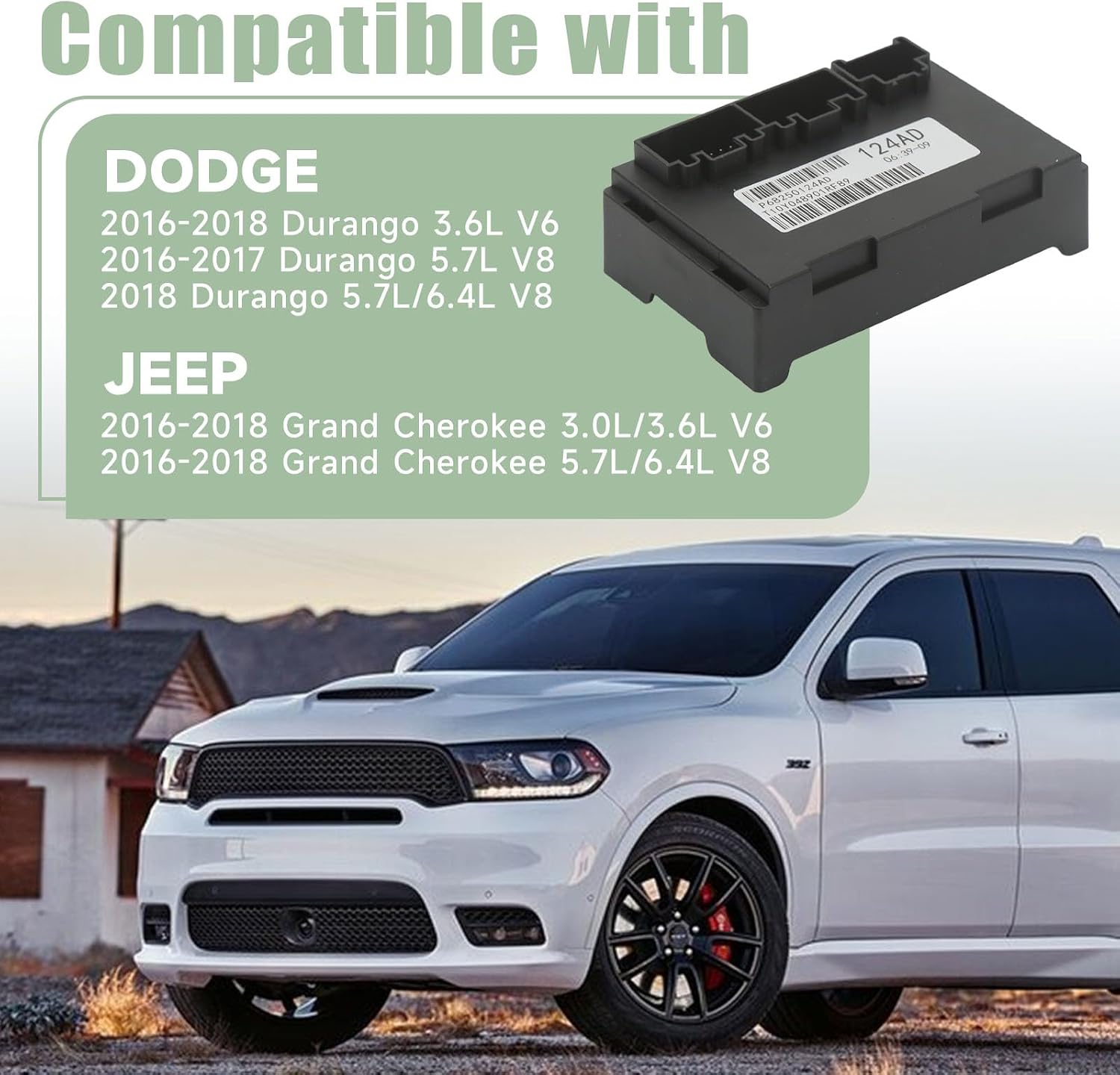 Transfer Case Control Module 68250124AD, Compatible with 2016-2018 Jeep Grand Cherokee & Dodge Durango, TCCM Replaces OE 68250124AA 68250124AB 68250124AC, 4WD Transfer Case Control Unit