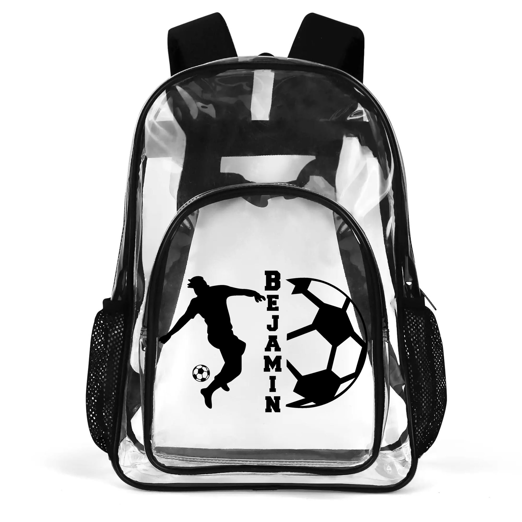 Personalized Clear Backpack for Boys Girls,Custom Clear Backpacks with Name,Transparent Backpack See Through Book Bag,Waterproof PVC Clear Book Bag