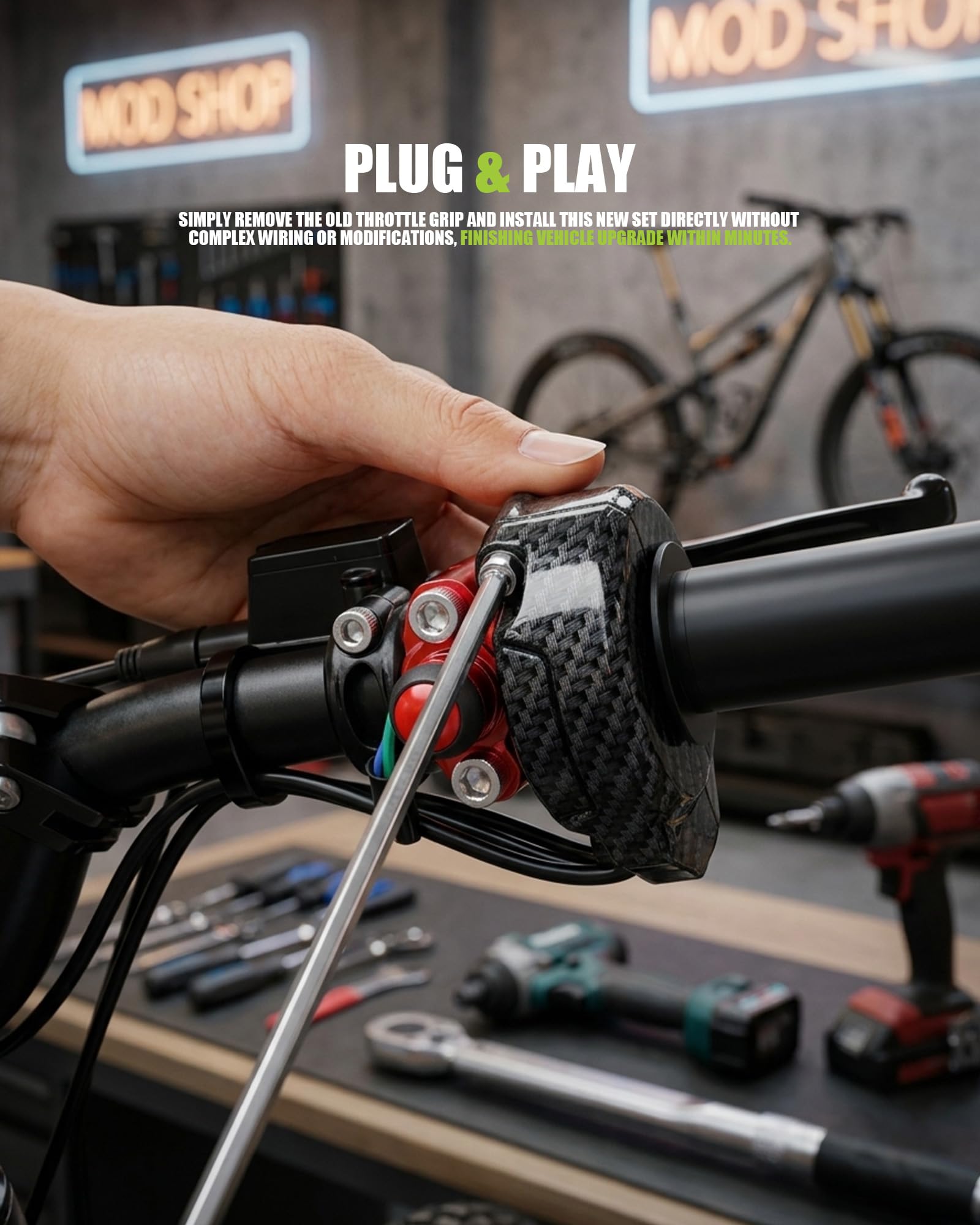 Poignées d'accélérateur torsadées pour Surron Light Bee, vélo tout-terrain électrique, kit de guidon d'accélérateur avec roulement à roulement et câble, convient pour Surron Light Bee X et S/X160/X260