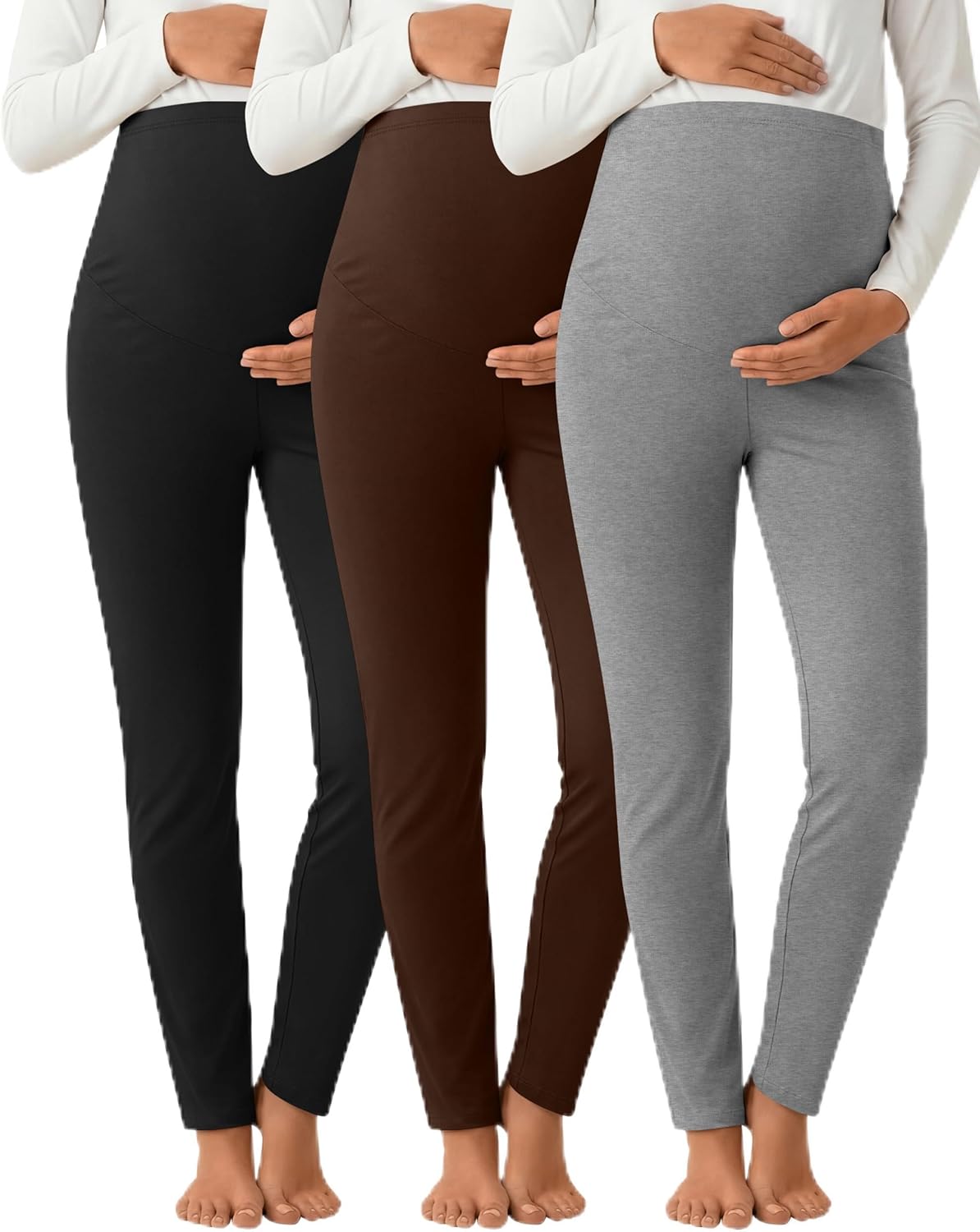3 Pack Women's Maternity Pants Over The Belly Lightweight Stretchy Pregnancy Lounge Casual Soft Pajama Home Pants