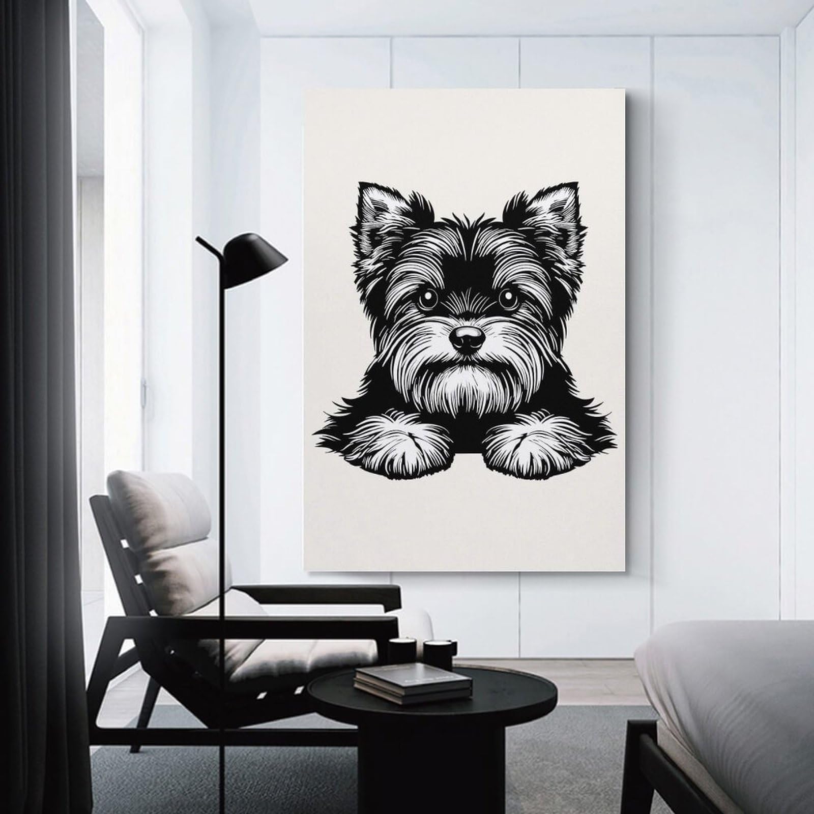 Junmoney Decorative Canvas Print Yorkshire Terrier(3), 20x30inch(50x75cm), for Office, Study Or Home Workspace, Decorative Artwork for Productive Spaces