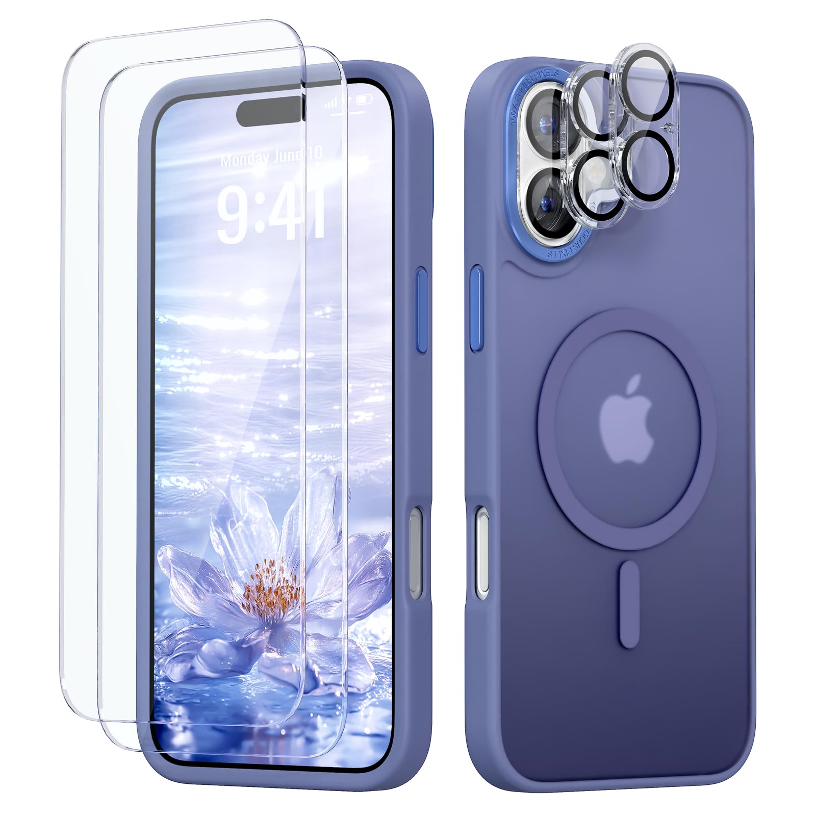 beuxece Magnetic for iPhone 16 Plus Case [Compatible with Magsafe] [Military Grade Drop Protection] [Anti-Fingerprint] Slim Translucent Matte