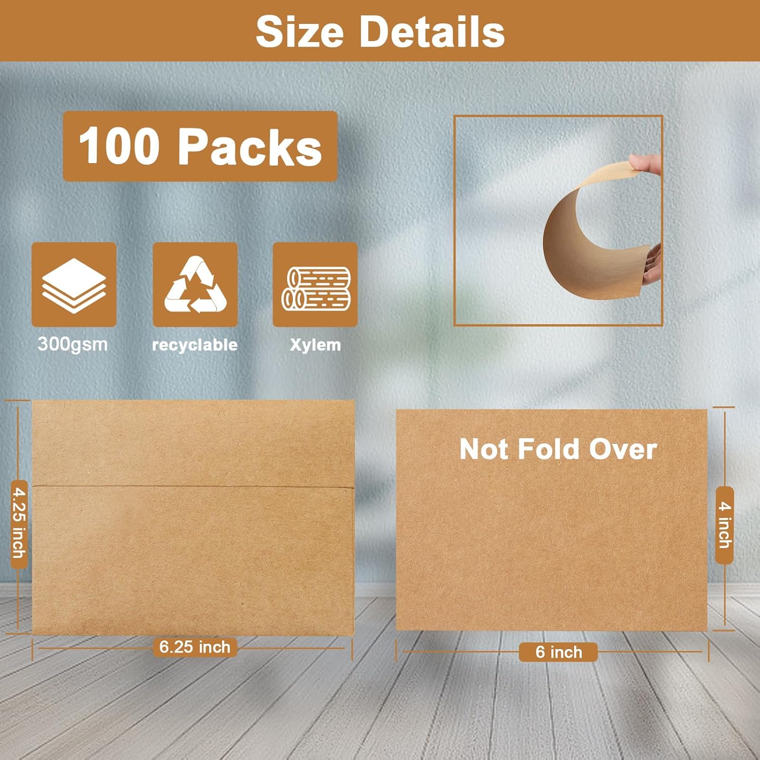 100 Packs Brown Blank Greeting Cards and Envelopes 4 x 6 Heavyweight Flat Cardstock and A4 Envelopes Printable Self Seal for Graduations, Invitations, Thank You Cards, Mailing - Image 2