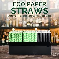 Vista 4 de [1000 unidades] Pajitas de papel de bambú verde para beber, 7.75 x 0.24 pulgadas, 100% biodegradables