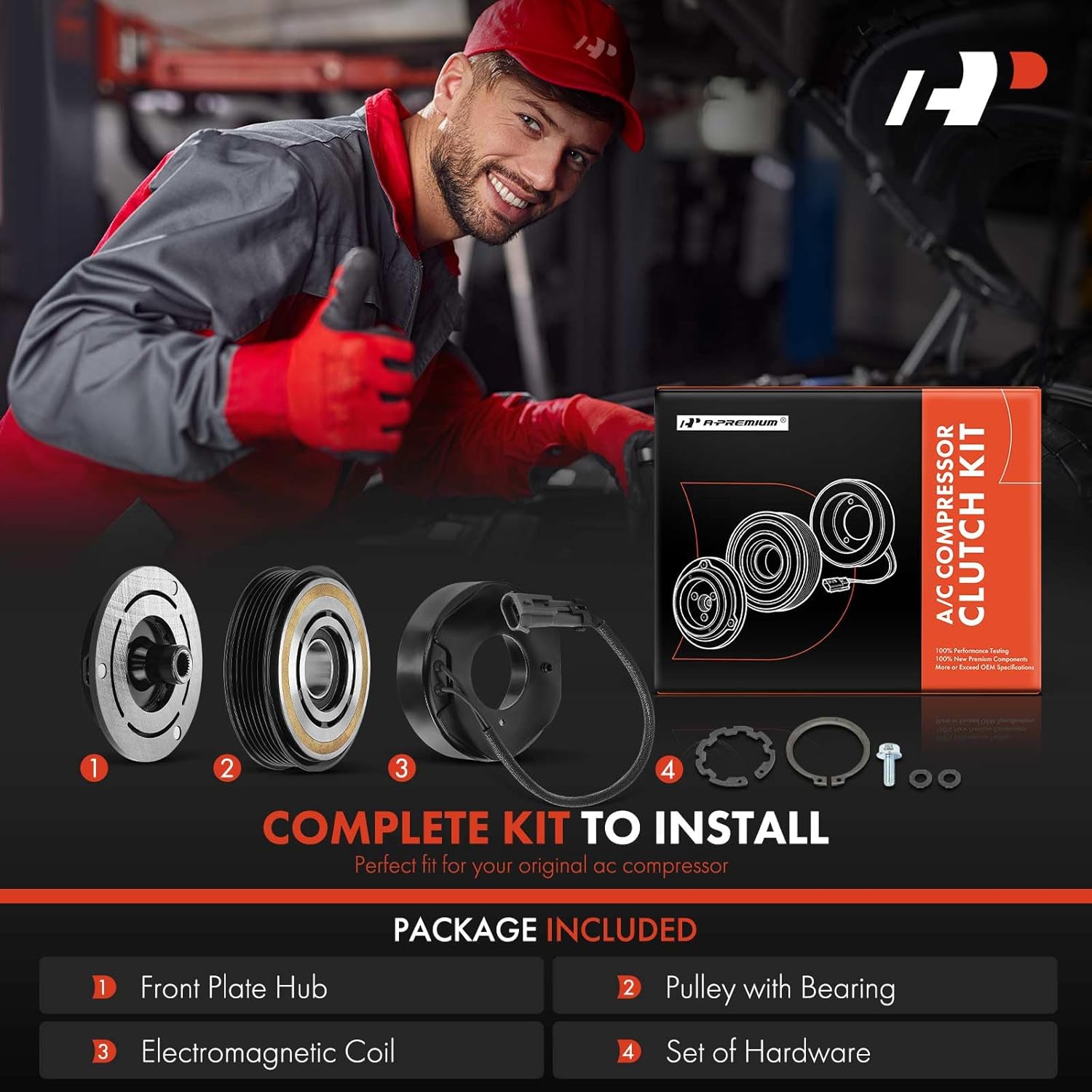 A-Premium Air Conditioner AC Compressor Clutch Kit Compatible with Chevrolet Silverado 2500 HD Classic, Express 1500 2500 3500 4500 & GMC Sierra 2500 3500 HD, Savana 1500 2500 3500 4500