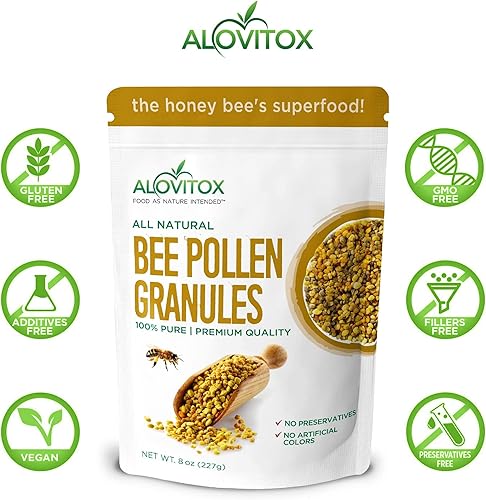 Miniatura 3 de Alovitox Gránulos de polen de abeja de 8 onzas  Polen de abeja 100% puro y orgánico para dragones barbudos  Polen de abeja orgánico lleno de