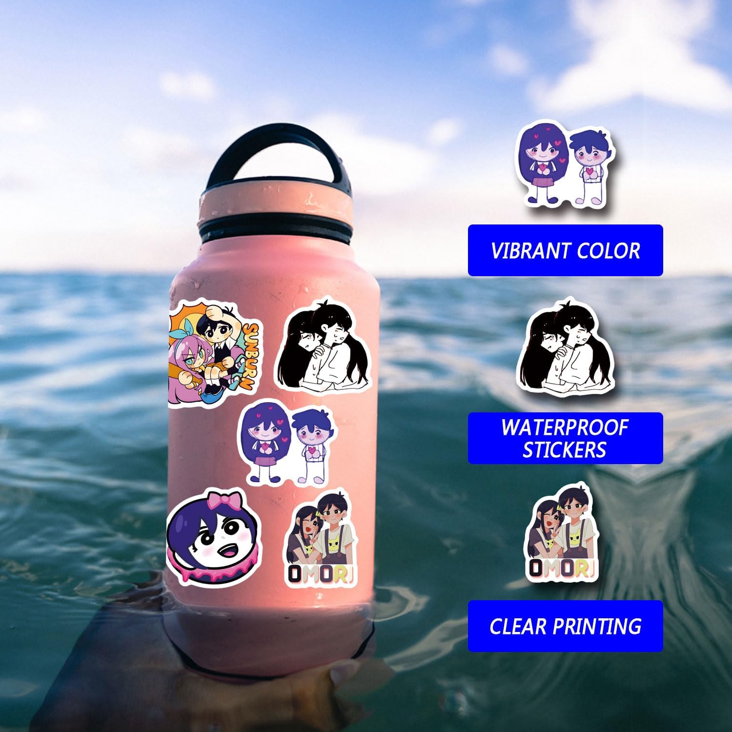 145Pcs Cool Omori Game Stickers Pack, Horror Cartoon Aesthetic Vinyl Waterproof Decal for Water Bottle, Laptop, Phone, Scrapbook, Journal for Party Supply Favor Decor - Image 5