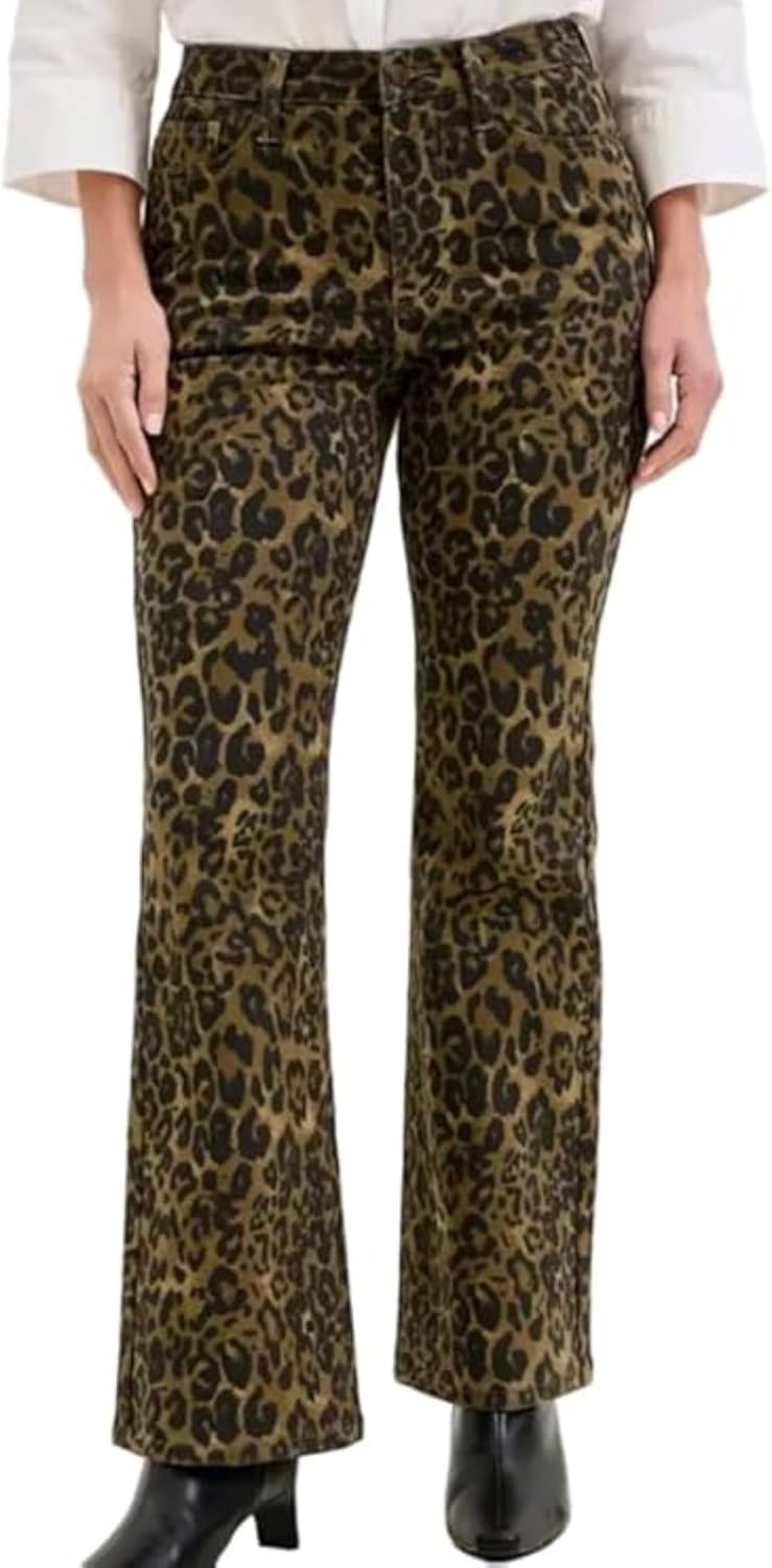 Judy Blue Womens High Waisted Bootcut Leopard Print Jeans