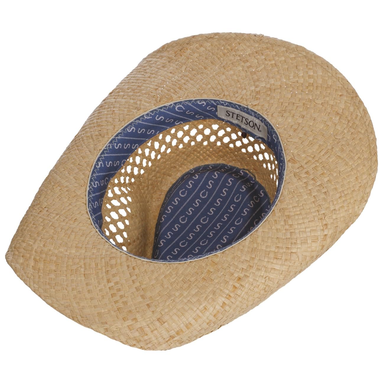 Stetson CHAPEAUSHOP Rifterson Chapeau Western Paille Raphia Bande Similicuir Homme Printemps Ete