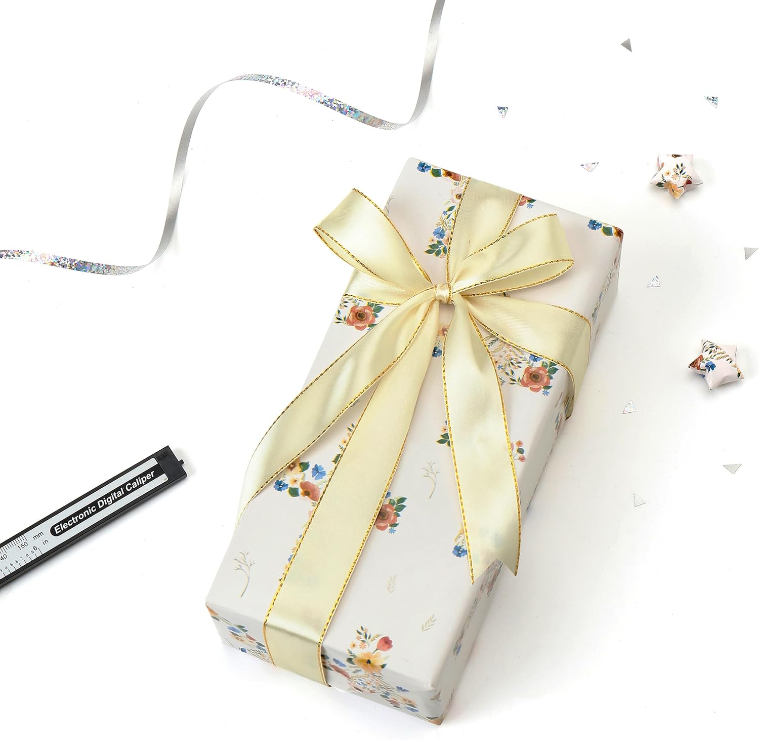 Floral Religious Wrapping Paper Roll, Mini Roll-17 Inches X 32.8 Feet, Wrap Paper for Women Girls, for First Communions, Baby Girl Baptisms, Christenings, Religious Occasion, Clergy Day, 1 Roll image 4
