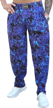 Mens/Women Baggy Workout Pants Bodybuilding Workout Gym Fitness Pants in Rip Tide Design