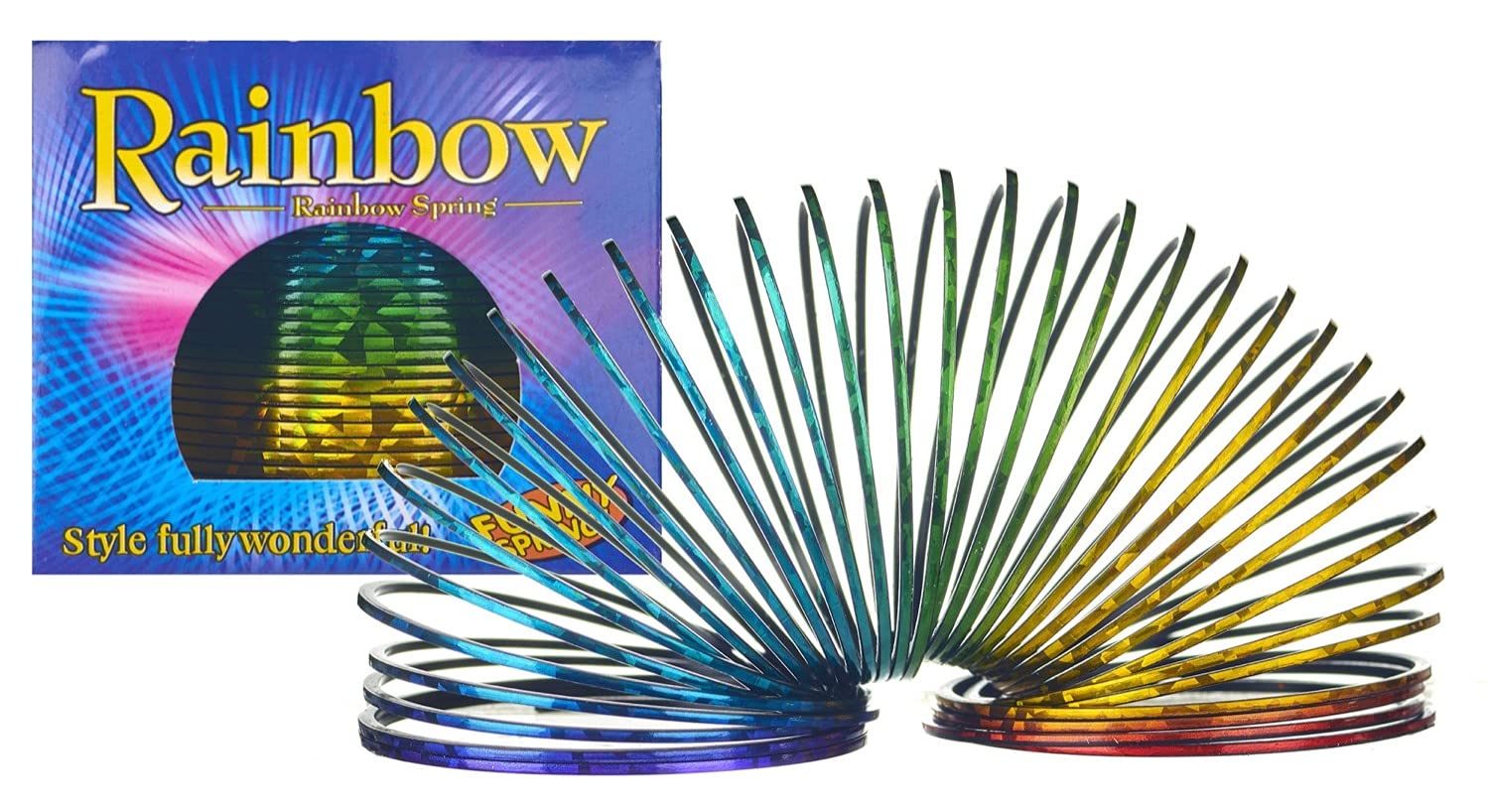 MVS WholesaleReceive 1 x Metallic Effect Walking Magic Rainbow Spring in Gift Box (70mm), Makes, Stocking Filler. 80's Retro Classic.