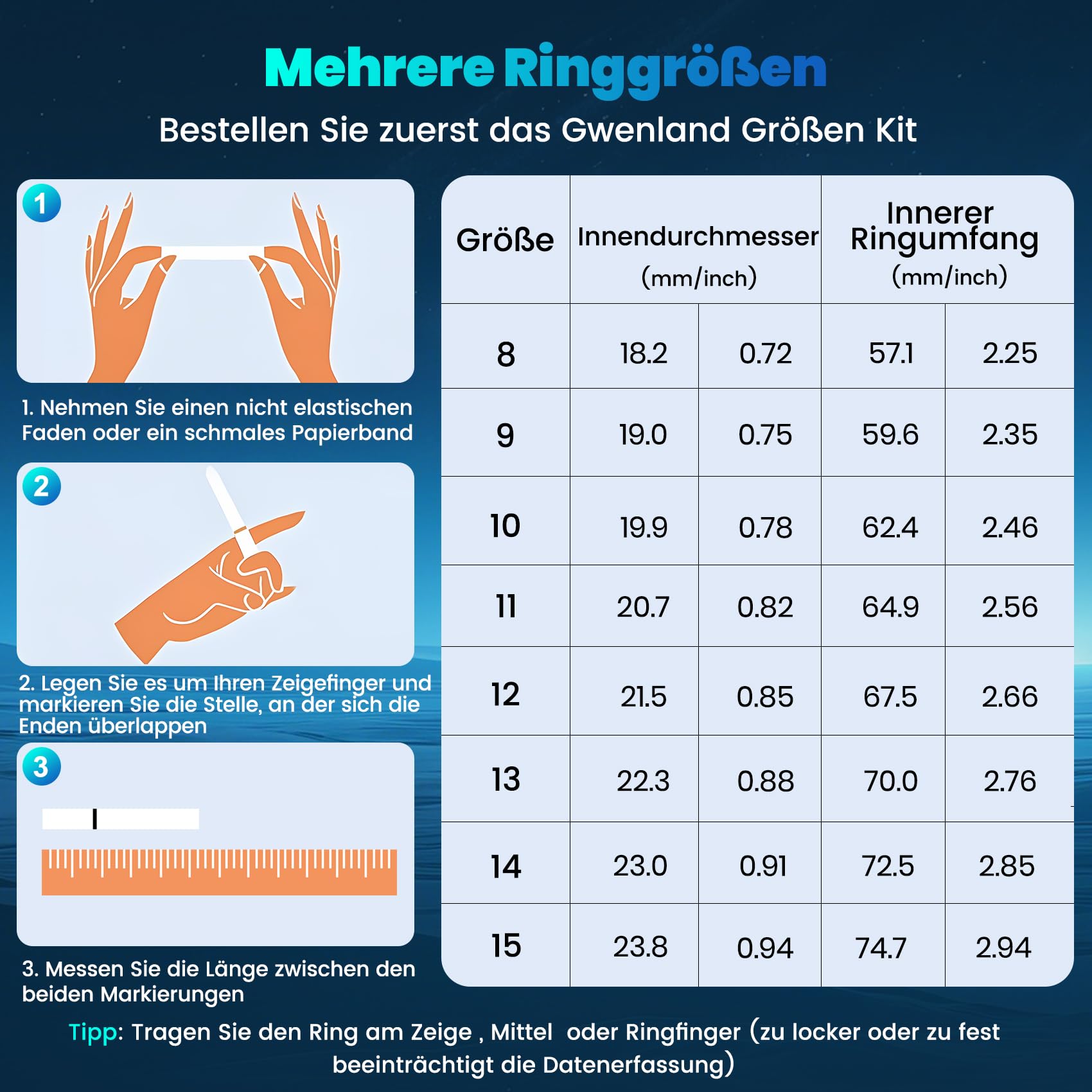 Smart Ring für Damen Herren, Smartringe mit LED Anzeige, Fitness Tracking Ring IP68, Schlaf Health Ring, Gesundheitsring mit Android/iOS,Schrittzähler/Herzfrequenz/SpO2/Aktivitätstracker (Schwarz, 8)