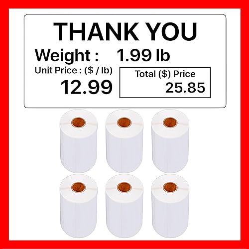 CAS Labels LST-8060 - 6 rollos 3300 etiquetas de 2.165 x 0.984 in para impresora térmica compatible con impresora térmica CAS DLP-50 (8060, 6