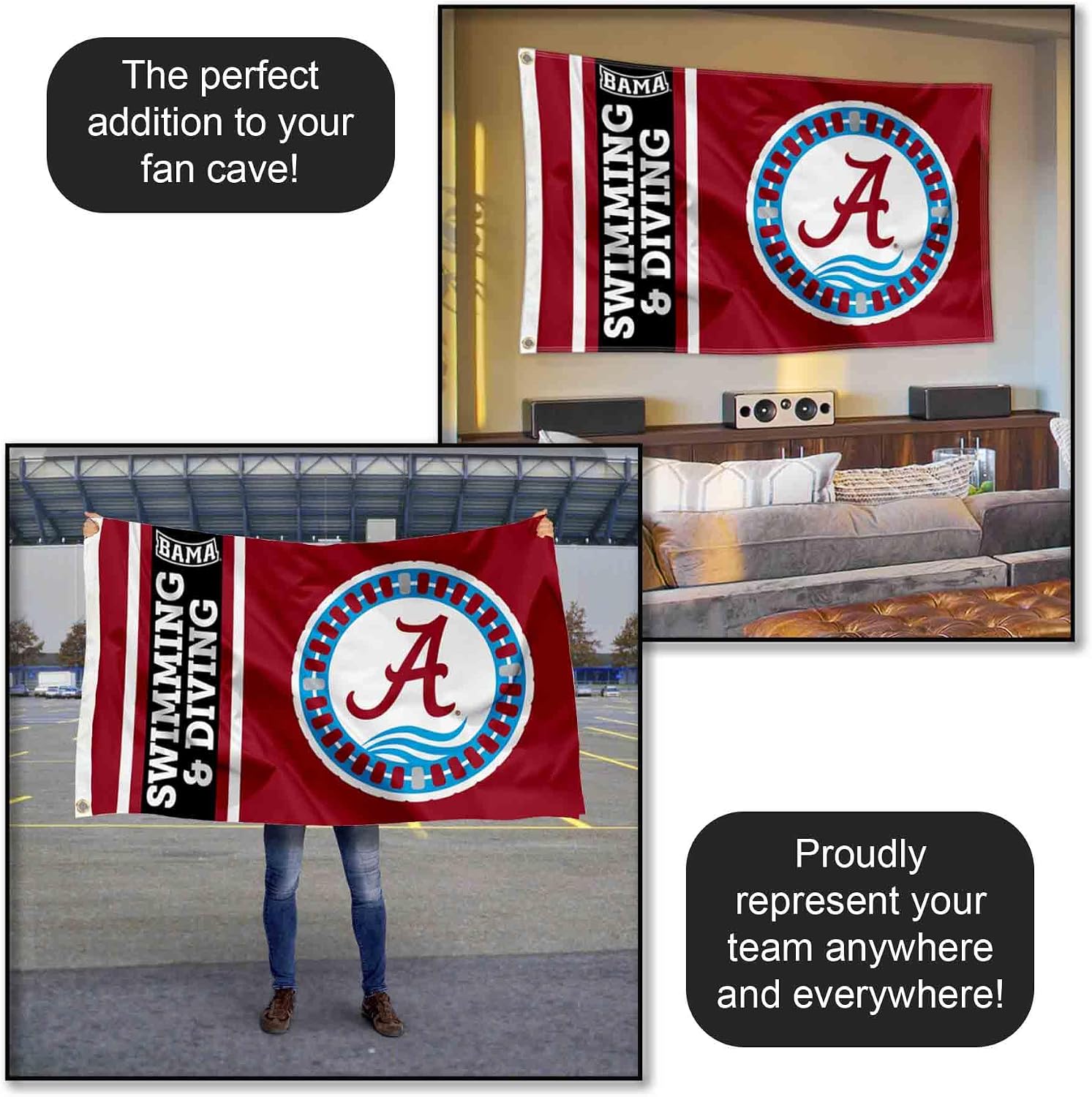 Alabama Crimson Tide Swimming and Diving 3x5 Grommet Flag