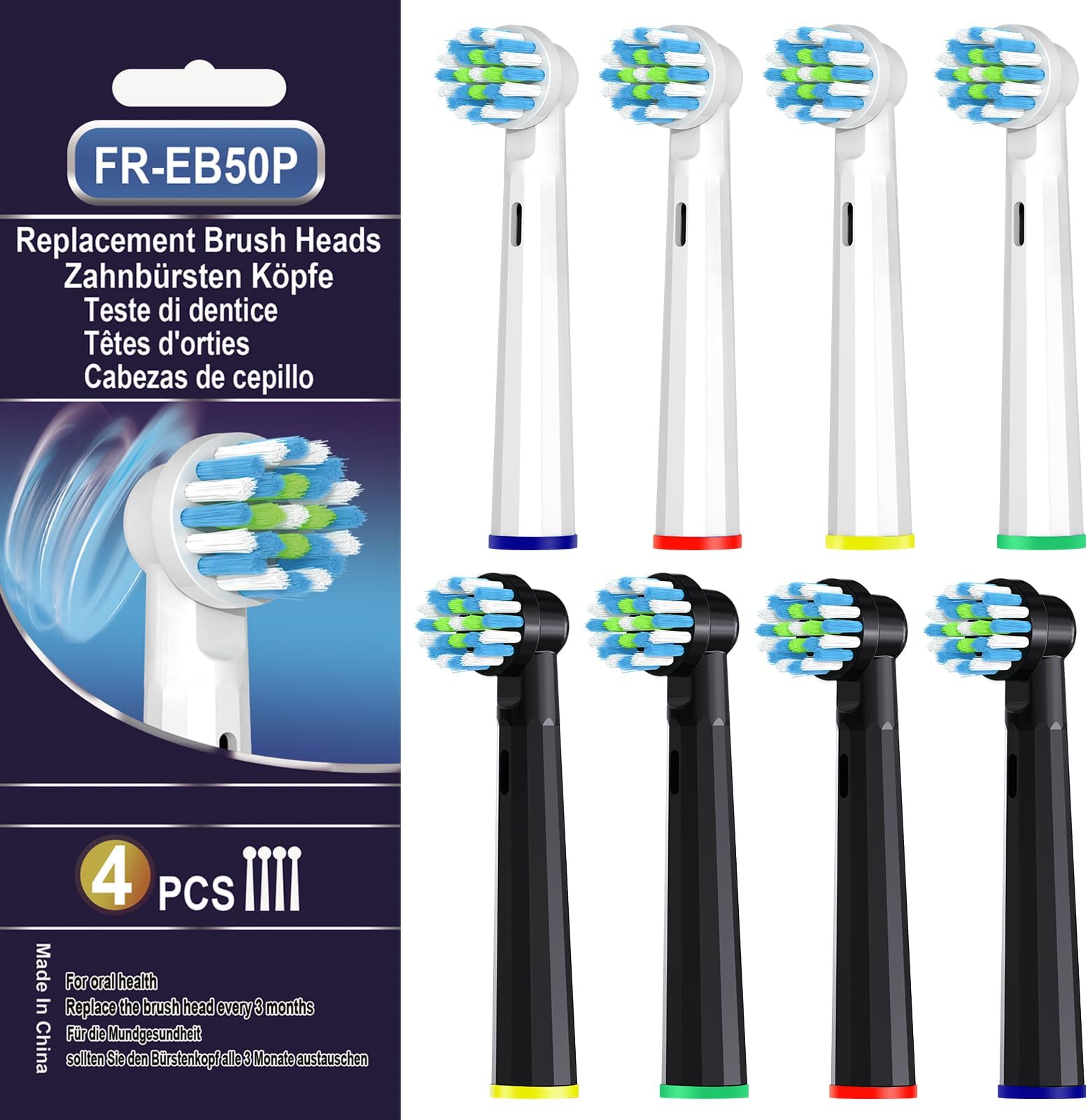 Replacement Toothbrush Heads Compatible with Oral B Pro 1000,Professional Clean,Gentle on Gums,Brush Head Refills Compatible with Oral B Braun Genius/Smart/Vitality Series,8 Pack