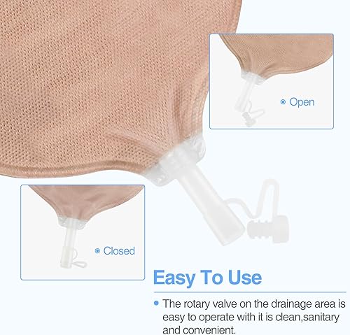 Miniatura 4 de 30 bolsas de urrostomía Urostomía, bolsa de urrostomía drenable de una pieza con tarjeta de medida para colostomía, ileostomía, cuidado del estoma,