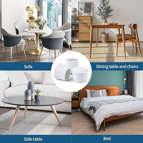 Miniatura 6 de Tapas antideslizantes de goma de 1 pulgada, fundas plegables para patas de silla, 16 protectores de suelo para patas de silla, redondos, color blanco