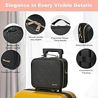 Vista 2 de Mocado Bolsa de maquillaje de viaje con espejo iluminado LED, organizador de maquillaje de viaje, estuche de maquillaje con ajuste iluminado de 3