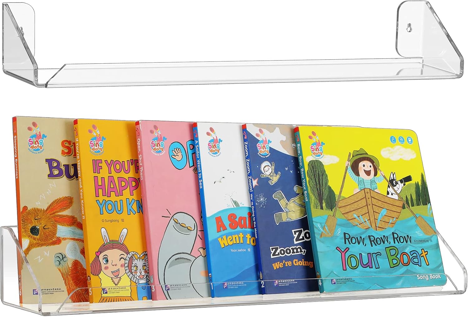 MaxGear 24inch Acrylic Floating Shelves, 2 Pack Clear Wall