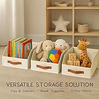 Vista 8 de Contenedores de almacenamiento de tela para organizar, paquete de 6 cajas de almacenamiento grandes trapezoidales plegables con asa frontal