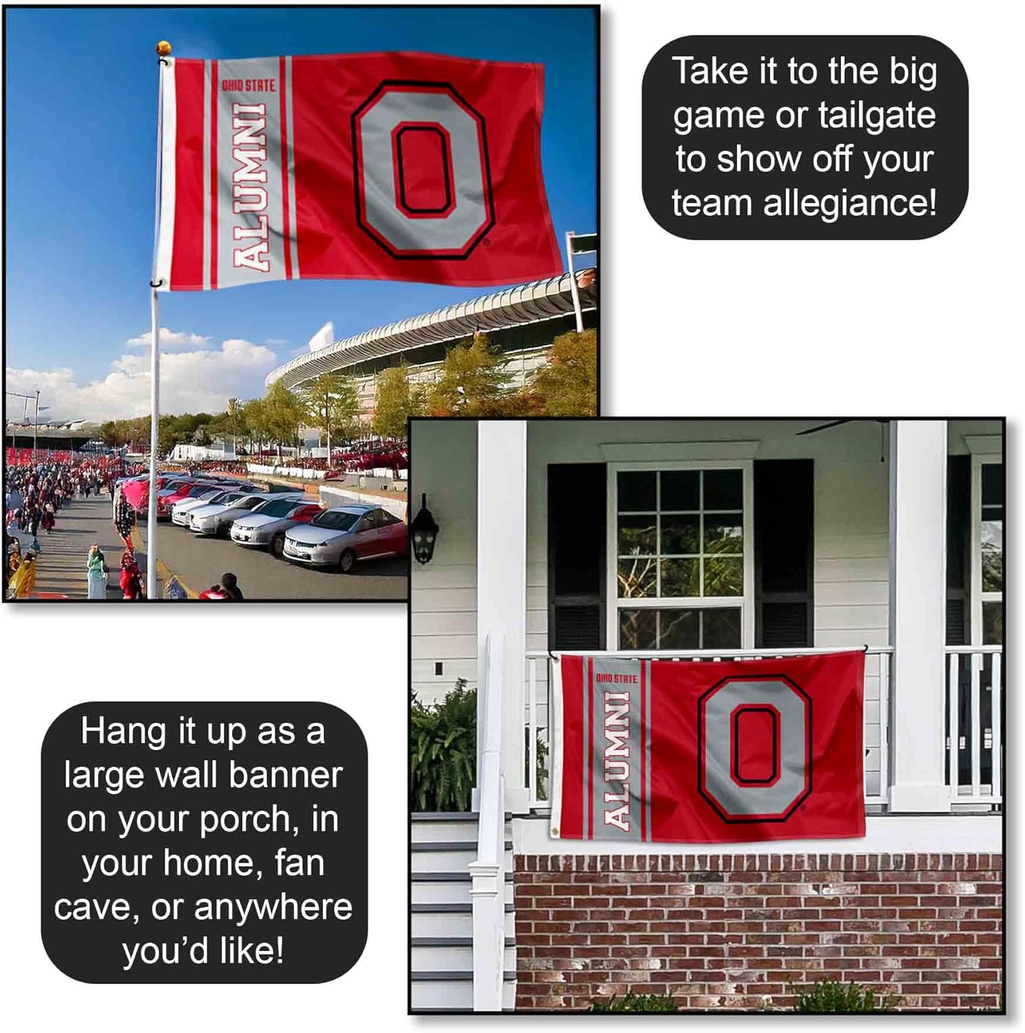 Ohio State University Buckeyes Alumni Large Grommet Banner Flag - Image 4