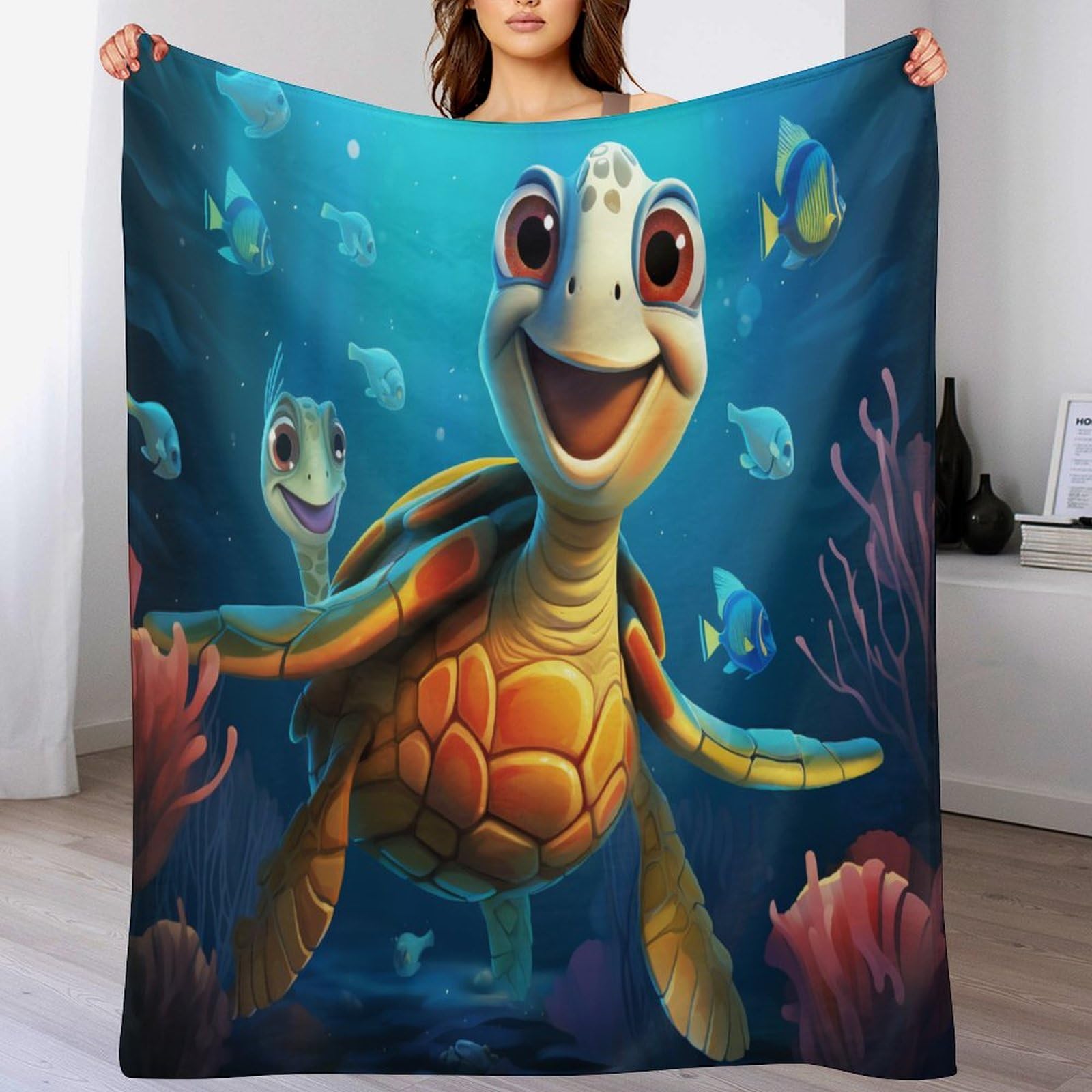 Couverture tortue pour ne plus avoir froid au lit | Plaid doux flannel lavable 180x200