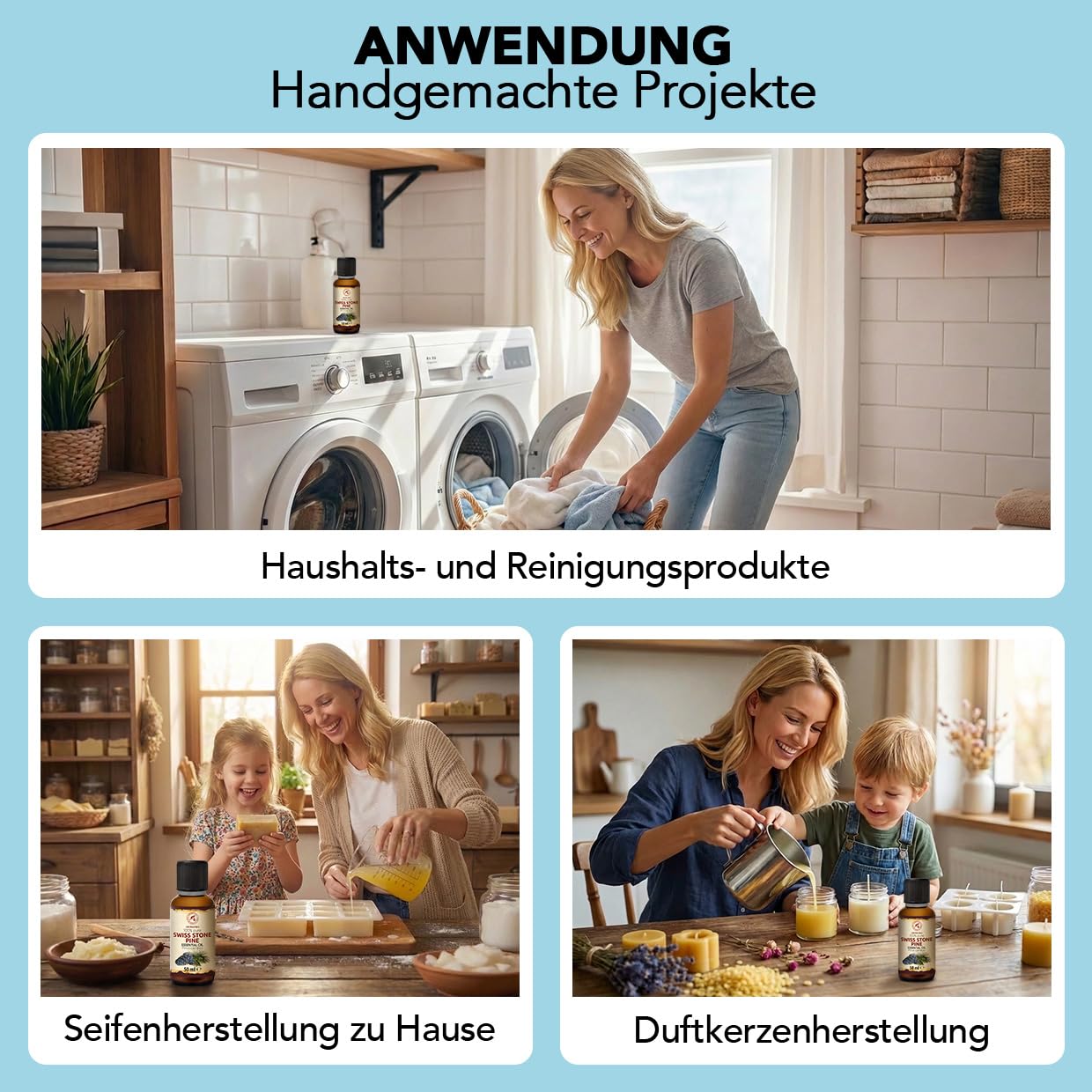 Zirbelkiefer Ätherisches Öl 50 ml - Pinus Cembra - Reines ätherisches Zirbenöl - für Diffusers und Duftlampen - Frisches Aroma - Aromakerze - Seife - Zirbenduft - Lufterfrischer