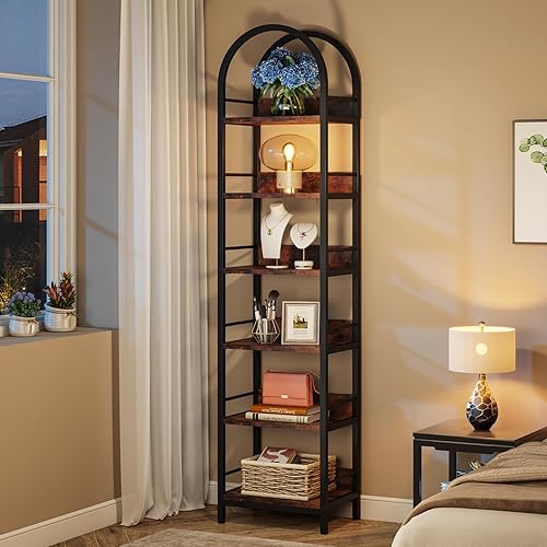 Miniatura 4 de Tribesigns Estantería abierta de 6 niveles, estantería arqueada de 78.7 pulgadas de alto, estantería estrecha con marco de metal, estantes de