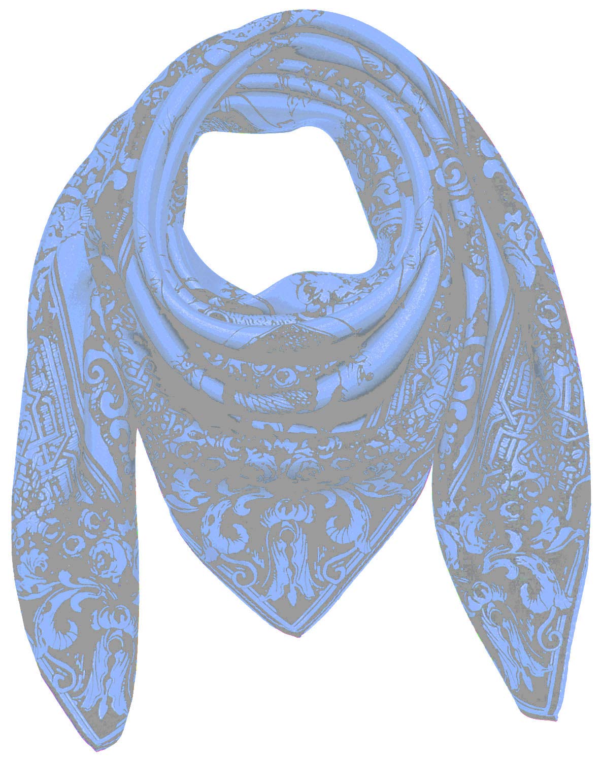 LORENZO CANA Foulard pour la femme – écharpe de 100% soie pour le printemps et l´été, carré avec les mesures de 90 x 90 cm – en bleu clair bronze