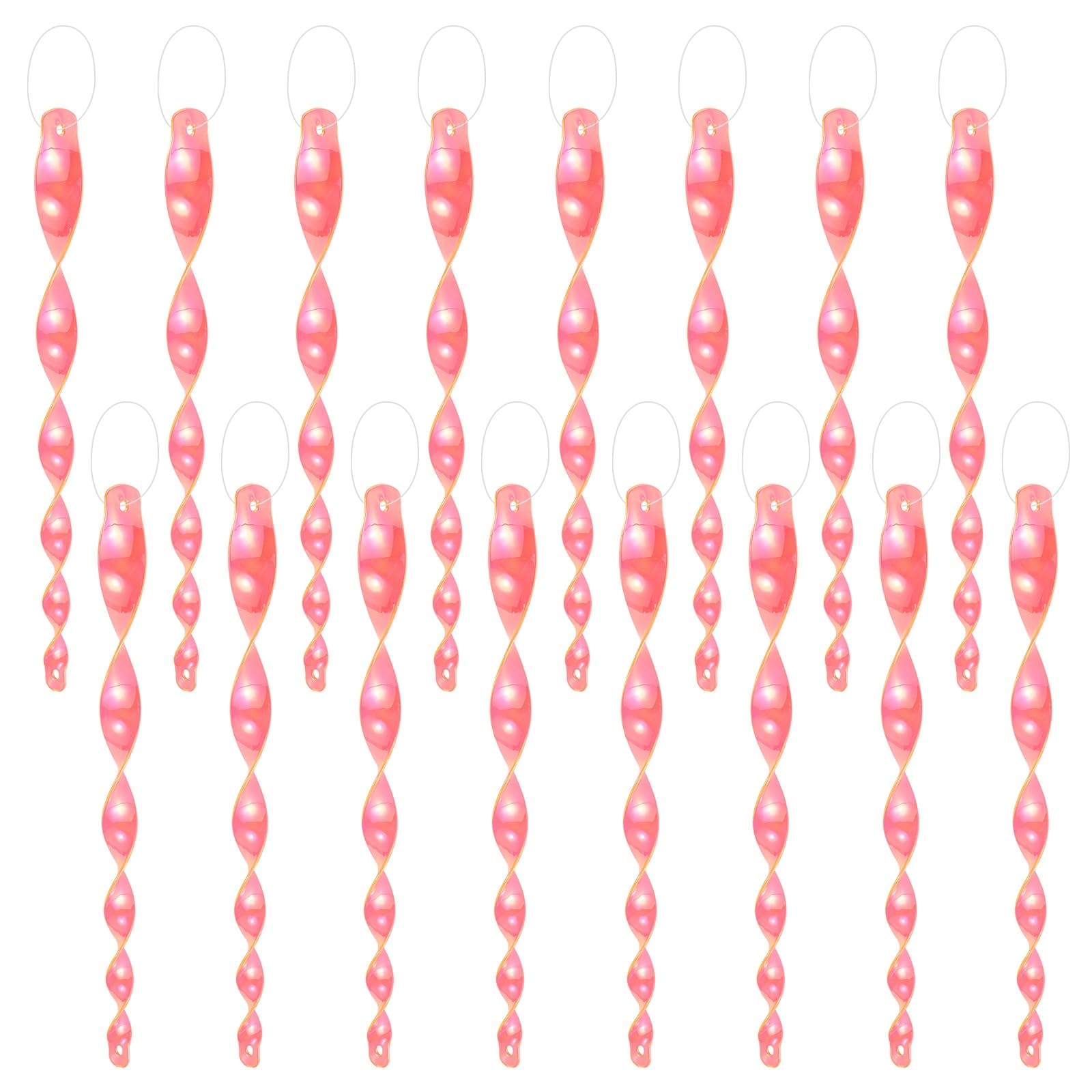 M METERXITY 16-Pack Bird Reflective Rods 11.5 Inch Spiral Bird Scare Rods Hanging Birds Deterrent Device for Yard/Patio/Garden/Farm/Decoration [Pink]
