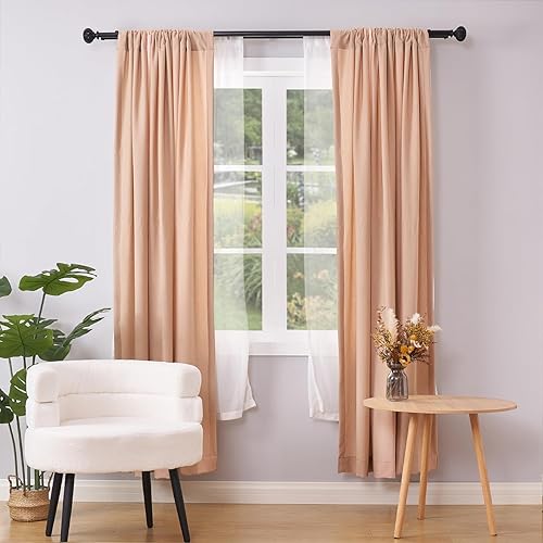 Miniatura 3 de WL.Rocaille - Barras de cortina dobles de 1 pulgada para ventanas de 66 a 120 pulgadas, juego de cortineros telescópicos con tapa de extremo, barras