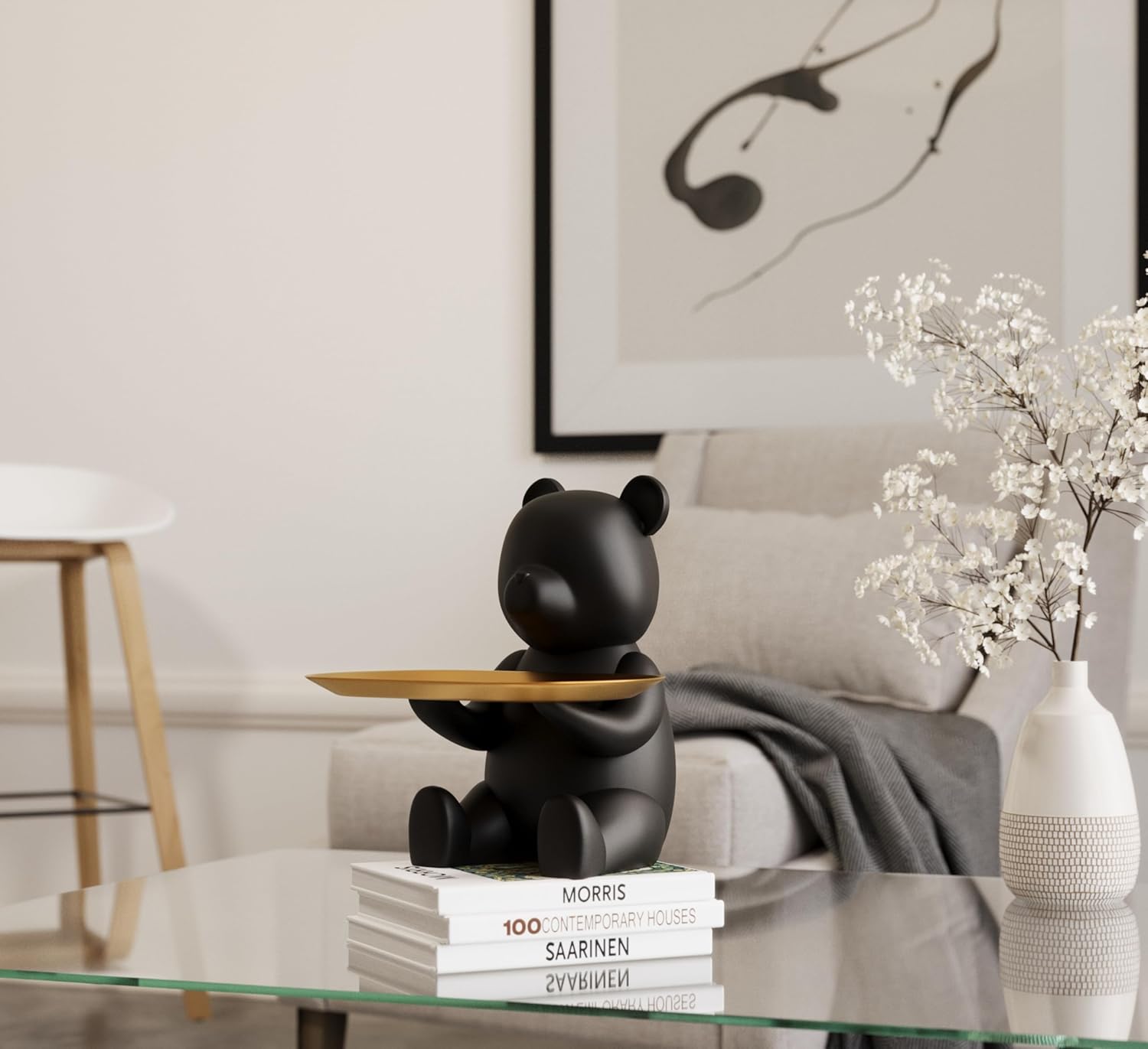 Duo Set – Matte Black & White Bear Decorative Trays