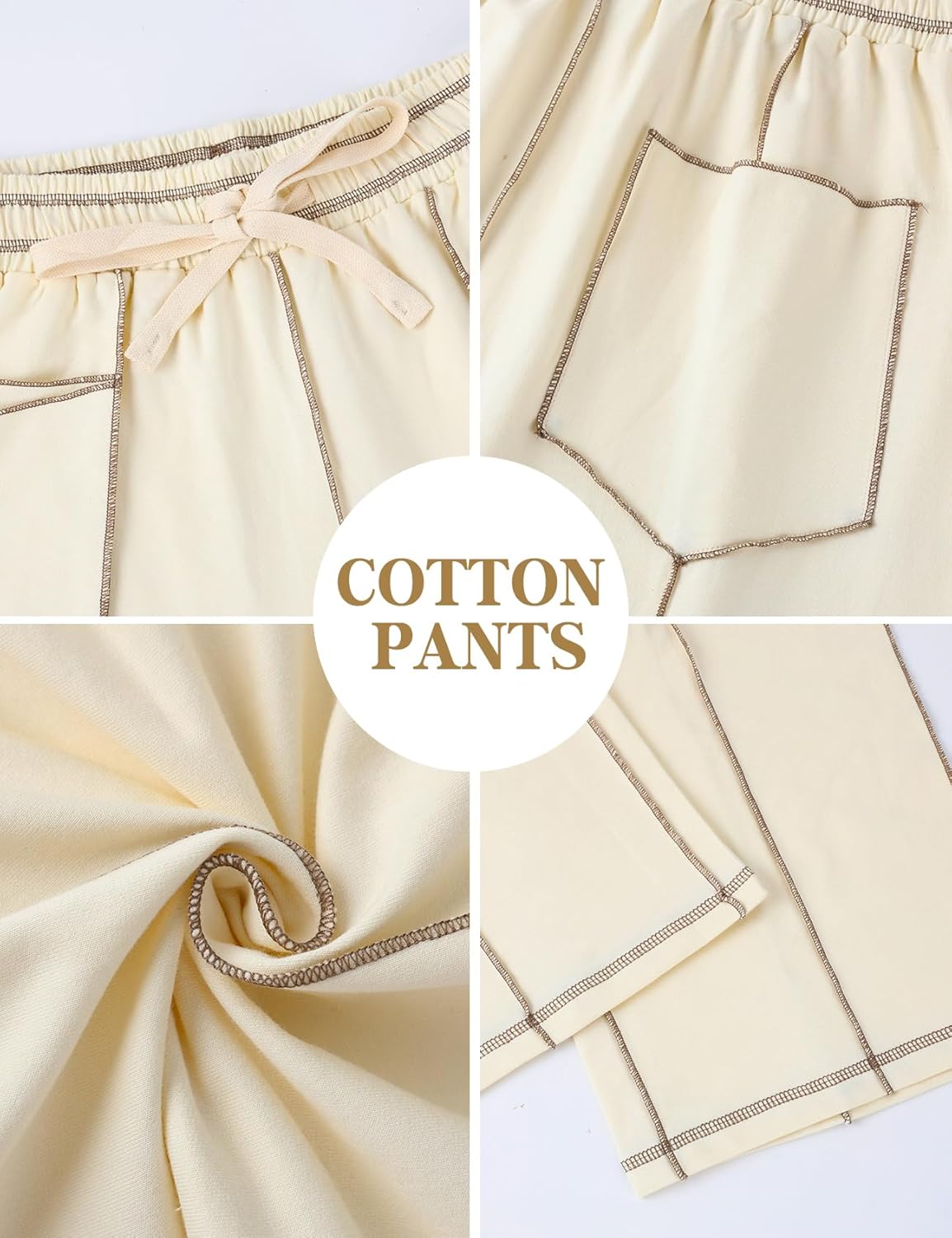 Arssm Womens Baggy Wide Leg Pants Drawstring Barrel Pants Summer Casual Beach Lounge Trousers - Image 6