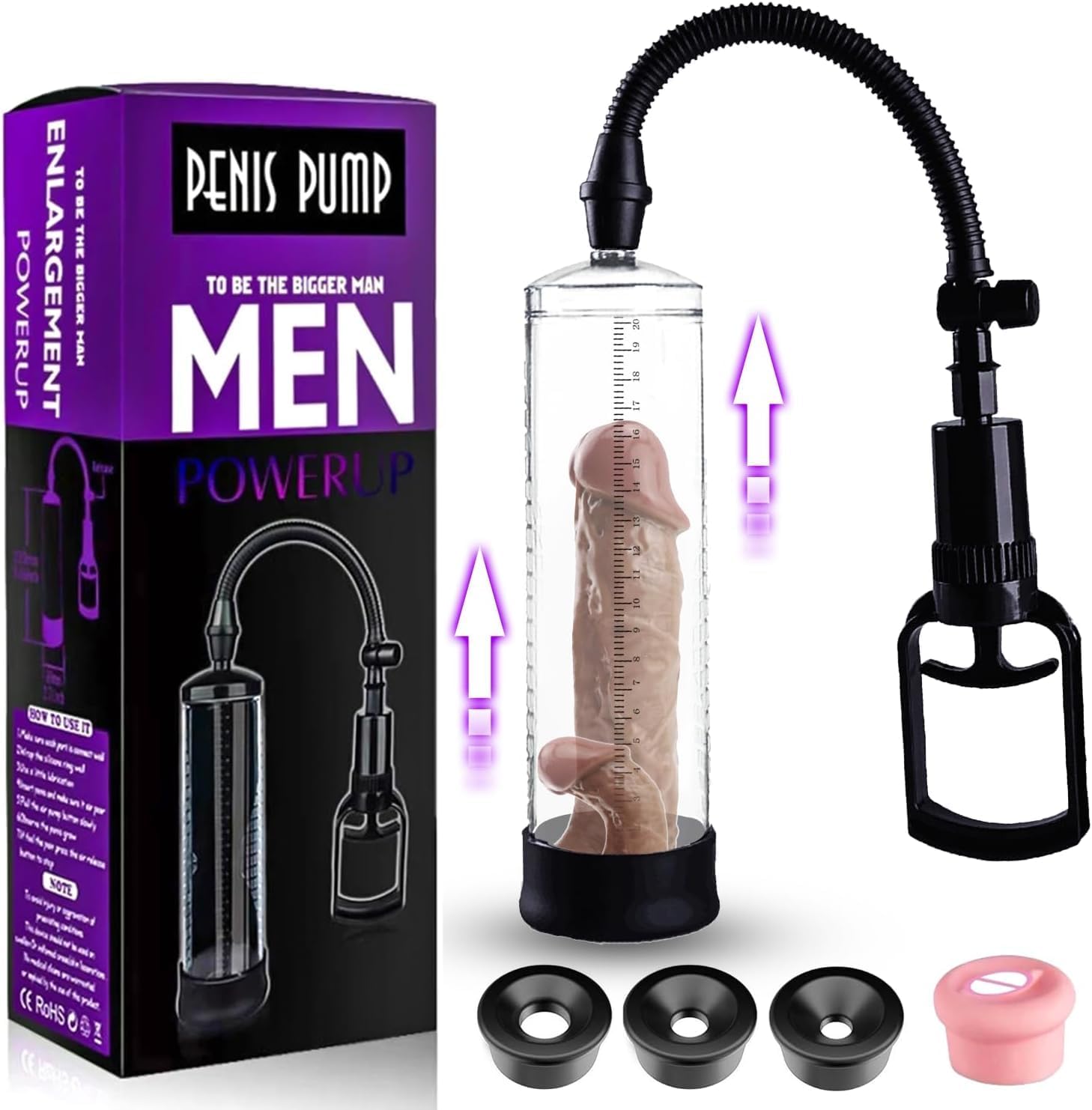 Strong Suction Men's Booster Vacuum Enhancement Pump with High Seal for Men to be a Bigger Men, Enlargement Device Bigger Vacuum Air Pump Extender Device Muscle Strength