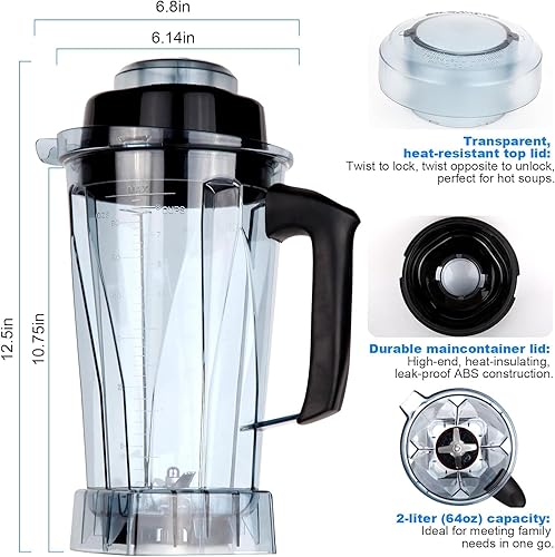 Miniatura 6 de Revorit Piezas de repuesto para jarra de licuadora de 64 oz con cuchilla y accesorios para contenedor para vitamix 5200 A3500 750 VM0103 VM0197