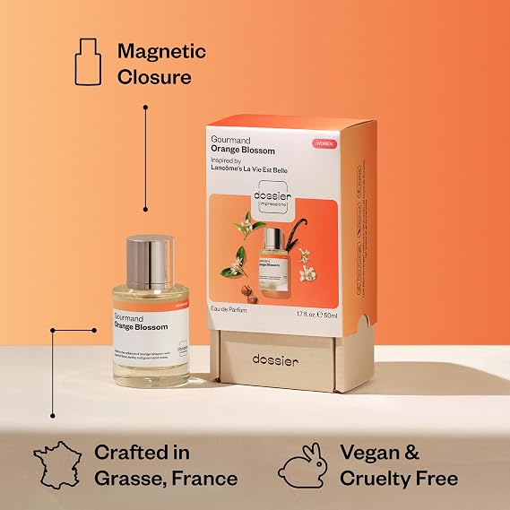 Dossier - Gourmand Orange Blossom - Inspired by La Vie Est Belle - EDP | 1.7 fl oz (50ml) - Blossom - Gourmand Orange Blossom Eau de Parfum for Women - Orange Blossom Perfume, Long-Lasting, Vegan
