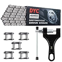 Vista 1 de DYC - Cadena de motocicleta 428H, 122 eslabones con rompecadas, cadena resistente 428 para motocicleta de 125, 150, 200 cc, mini bicicleta