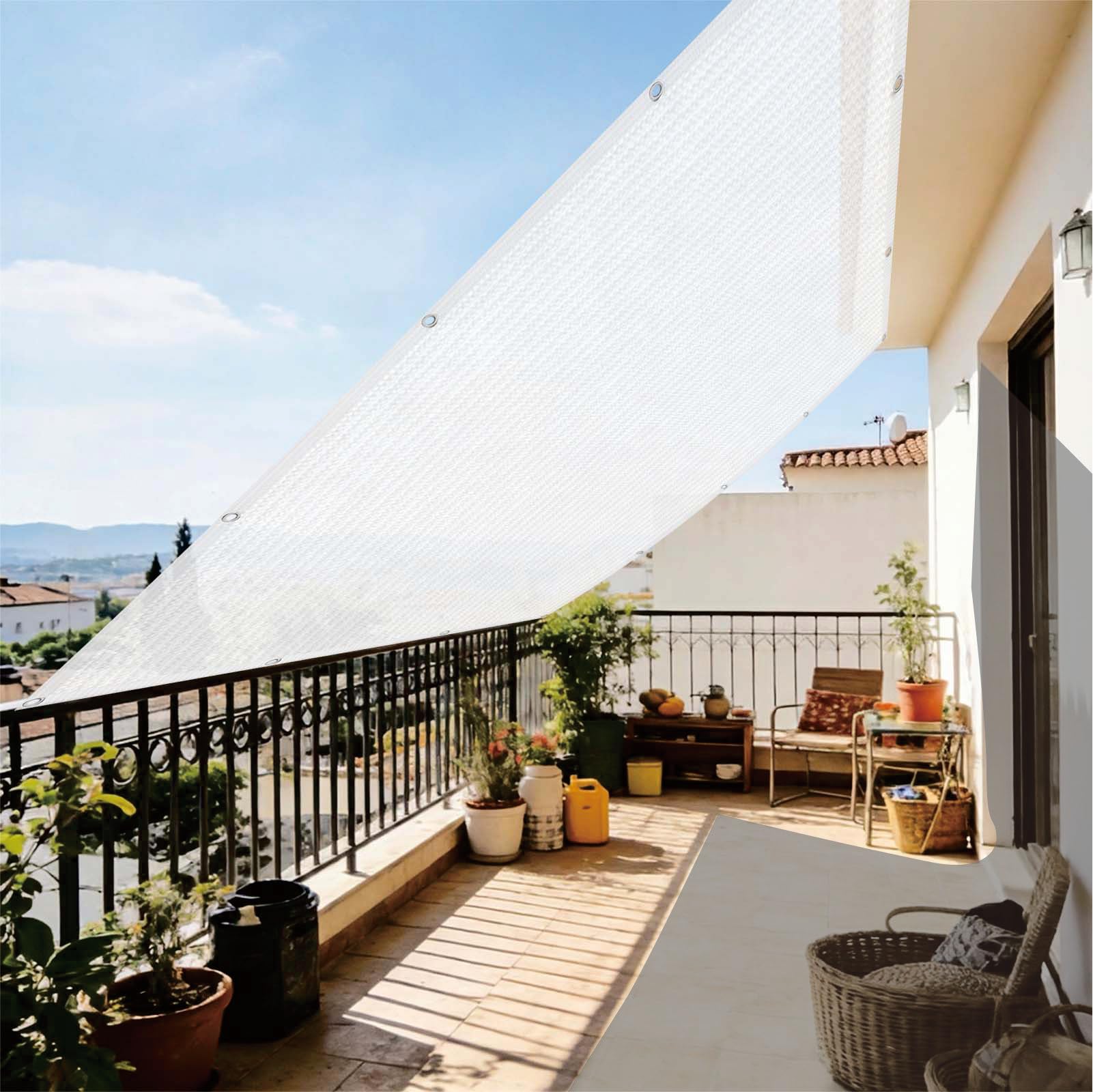 Voiles d'ombrage 95% UV protection en tissu respirant blanc 170x515 cm