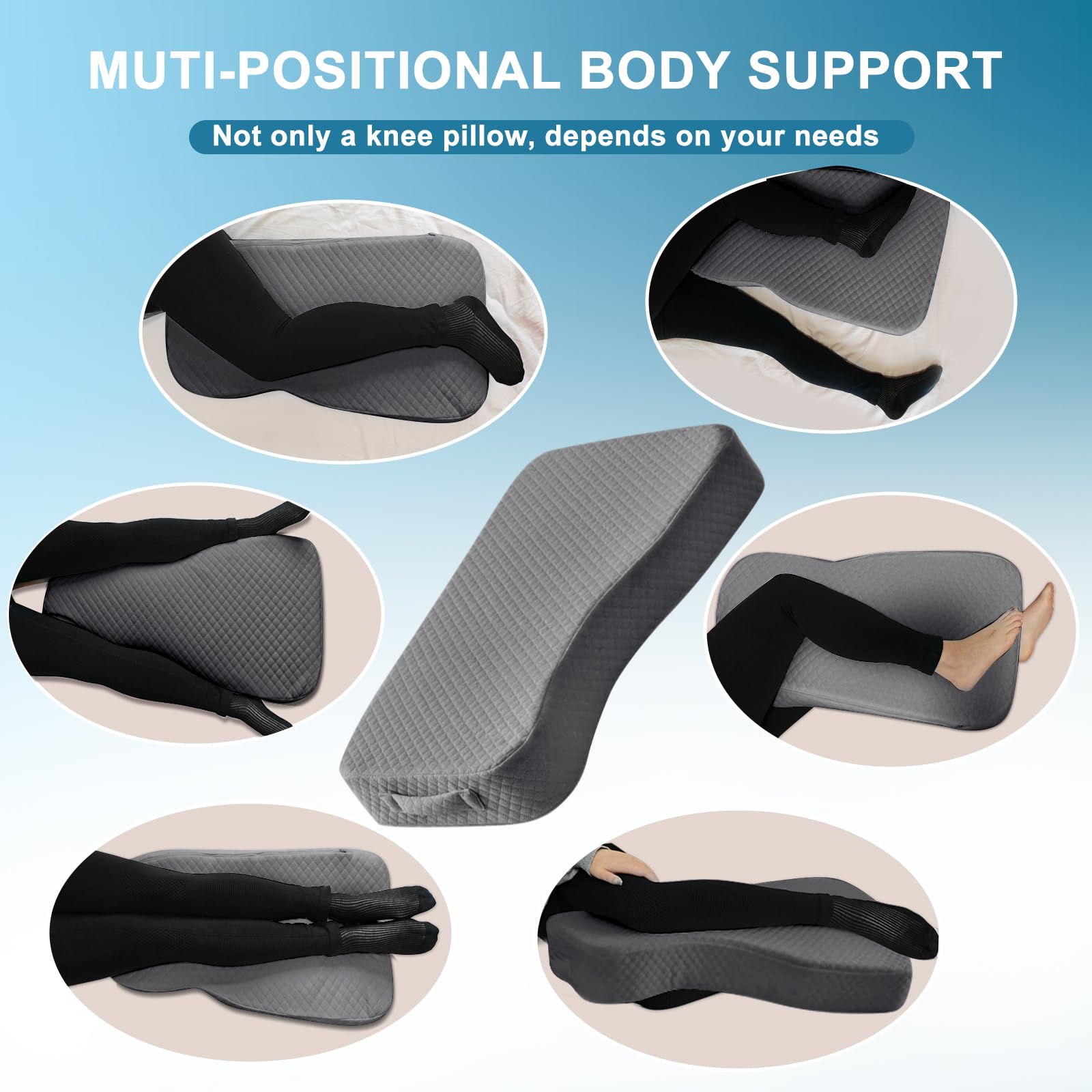 MINUPWELL Almohada de rodilla para personas que duermen de lado, almohada entre piernas y debajo de la rodilla para personas que duermen de espalda, almohada de pierna con alternativa 7D de 850 g para
