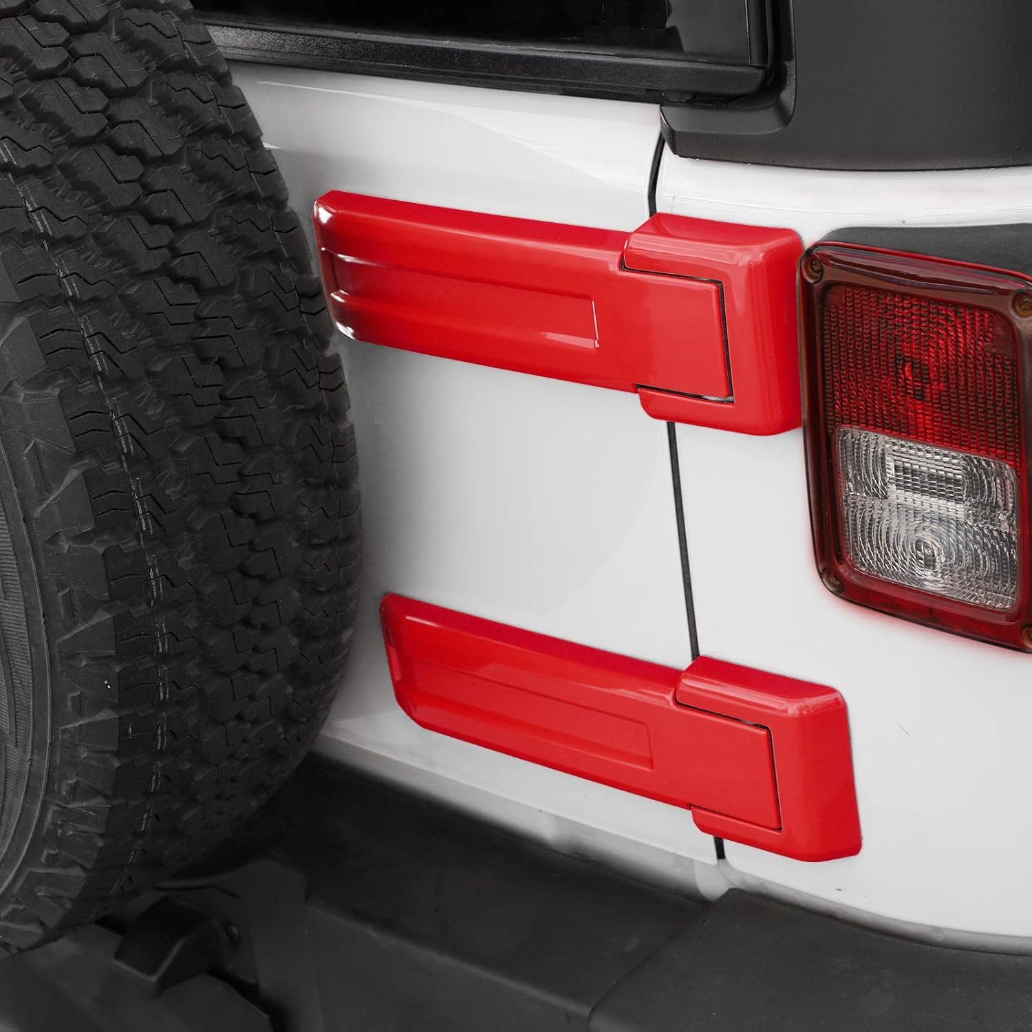 Tailgate Hinge Cover,Spare Tire Rear Door Bracket Trim Cover Trim 2Pcs for 2007-2017 Jeep Wrangler JK & Unlimited(Red)