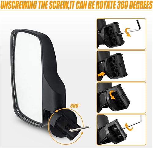 Miniatura 6 de Espejo retrovisor lateral UTV y espejo central con barra antivuelco de 1.75 a 2 pulgadas, soporte de jaula compatible con Polaris RZR Honda Pioneer