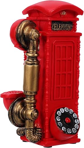 Modelo de cabina de teléfono con esfera giratoria vintage, decoración de teléfono retro para decoración del hogar, adorno antiguo único, artesanía