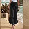 Yaoeye Pantalones de Lino para Mujer Verano 2026, de Pata Ancha, Cintura Fruncida, con Volantes, Palazzo, Bohemios, Fluidas, para Playa, con Bolsillos 3