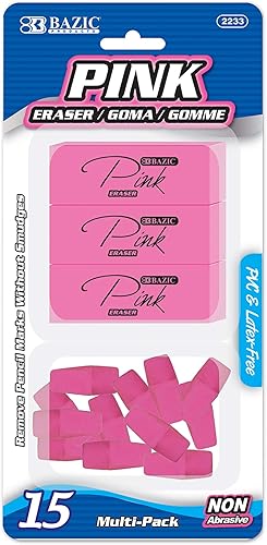 BAZIC - Juego de borradores de borrador, rosa (2233)