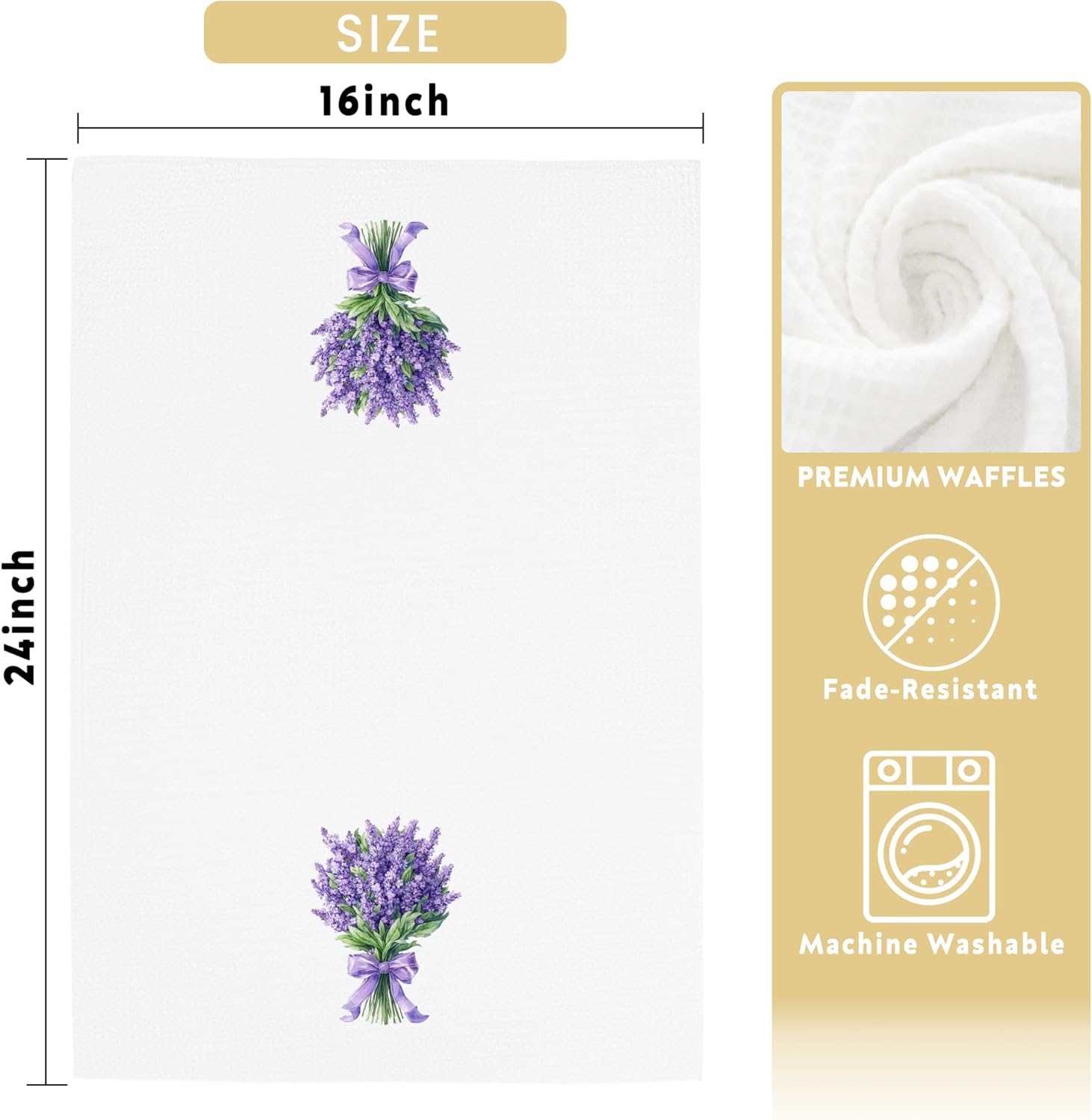 Lavender Bouquet Towels Gifts for Women Men, Purple Towels for Kitchen Bathroom Decor (16x24 inches) - Image 6