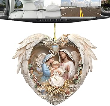 Christmas Nativity Scene Ornaments, 2D Acrylic Christian Tree Decoration, Nativity Scene Christmas Decorations Christian Ornament for Christmas Tree